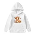 thumbnail image 4 of Arlun Kids Highland Cow Hoodies Back to School Outfits for Girls Fall Winter Lightweight Cozy Long Sleeve Sweatshirts Cute Cartoon Graphic Hooded Pullover Top with Pocket 160, 4 of 5