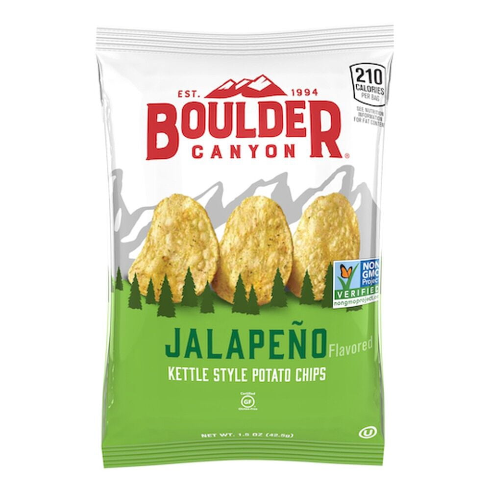 Boulder Canyon Kettle Chips Jalapeño | 1.5 oz Individual Bags | 16 Pack | Bundled by SUPERDEALS with Mystery Bonus Gift | Gluten Free | Spicy Kettle Cooked Potato Chips