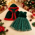 thumbnail image 5 of Splozh Fall Dress Toddler Fashion Girls Christmas Comfortable Breathable Party Mesh Dress Set,Green,12-18 Months, 5 of 5