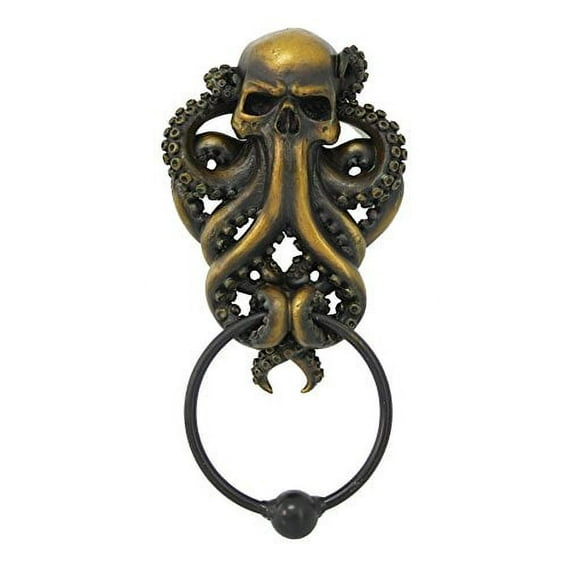 Decorative Octopus Skull Monster Resin Door Knocker with Cast Iron Knocker Wall Sculpture