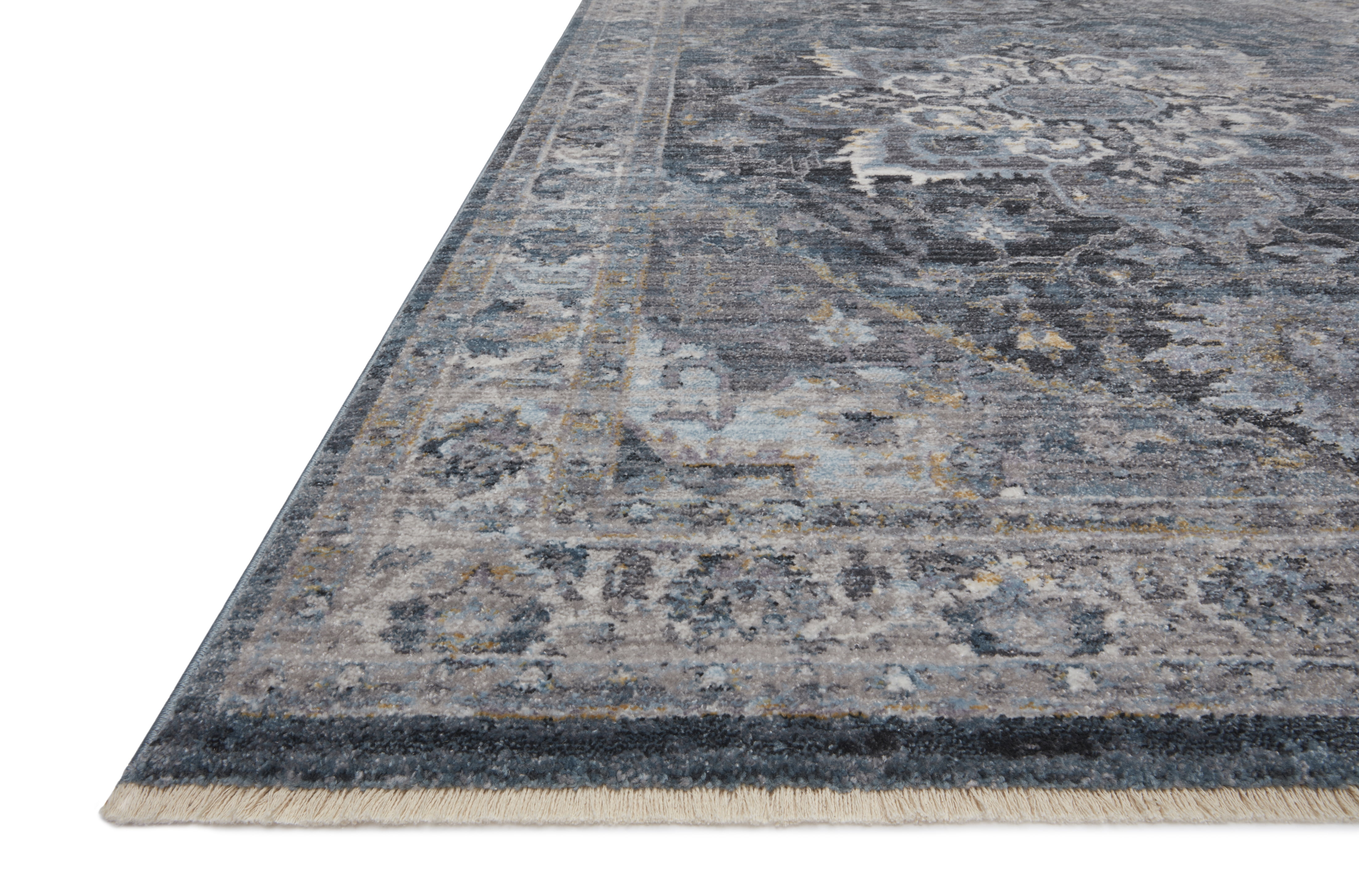 Loloi Rugs SAMRSAM-01DEGY27A0 2 ft. 7 in. x 10 ft. Samra Denim & Gray Transitional Power Loomed Rug