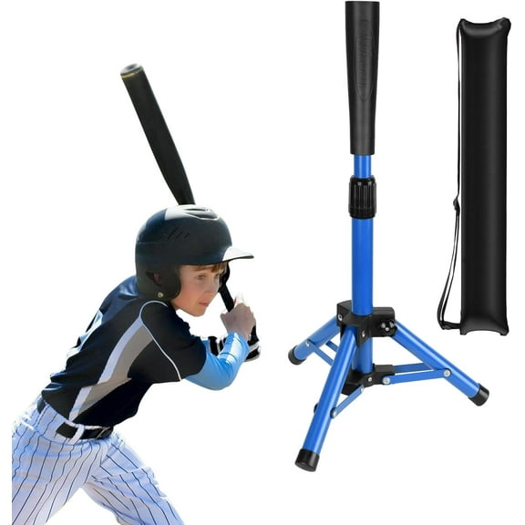 Adoreal Baseball Tee for Kids, Baseball Tee Baseball Batting Tee for Kids Softball & Baseball Practice Tee Easy Adjustable Height Portable Hitting Tee with Carry Bag(Blue)