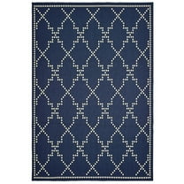 Oriental Weavers Marina Indoor/Outdoor Rug - 7765B - 8'6" x 13' - in Navy/ Ivory - Moroccan Style, Water, Stain and Fade Resistant, Hose Clean, Patio, Outdoor Living Area Rug