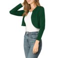 thumbnail image 3 of MODA NOVA Junior's Solid Curved Hem Long Sleeves Crop Shrug Cardigan, 3 of 5