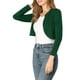 thumbnail image 3 of INSPIRAR CHIC Cárdigan Corto de Mujer con Mangas Largas y Cuello Redondo, Ligero, Talla S, Verde Oscuro, 3 of 7