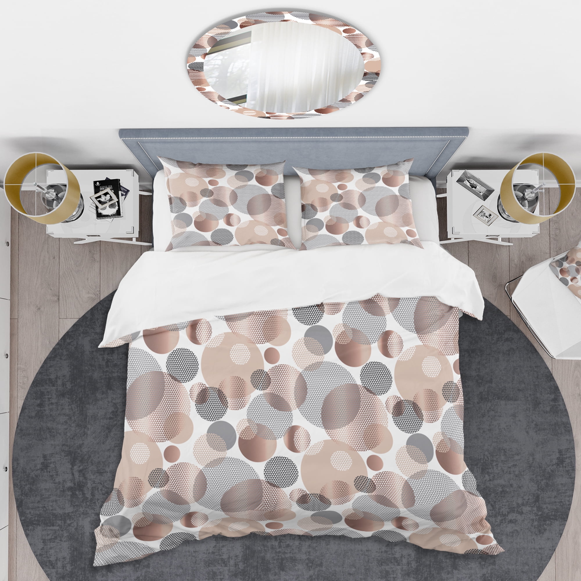 Designart 'Circular Abstract Retro Geometric XIII' Mid-Century Modern Duvet Cover Set