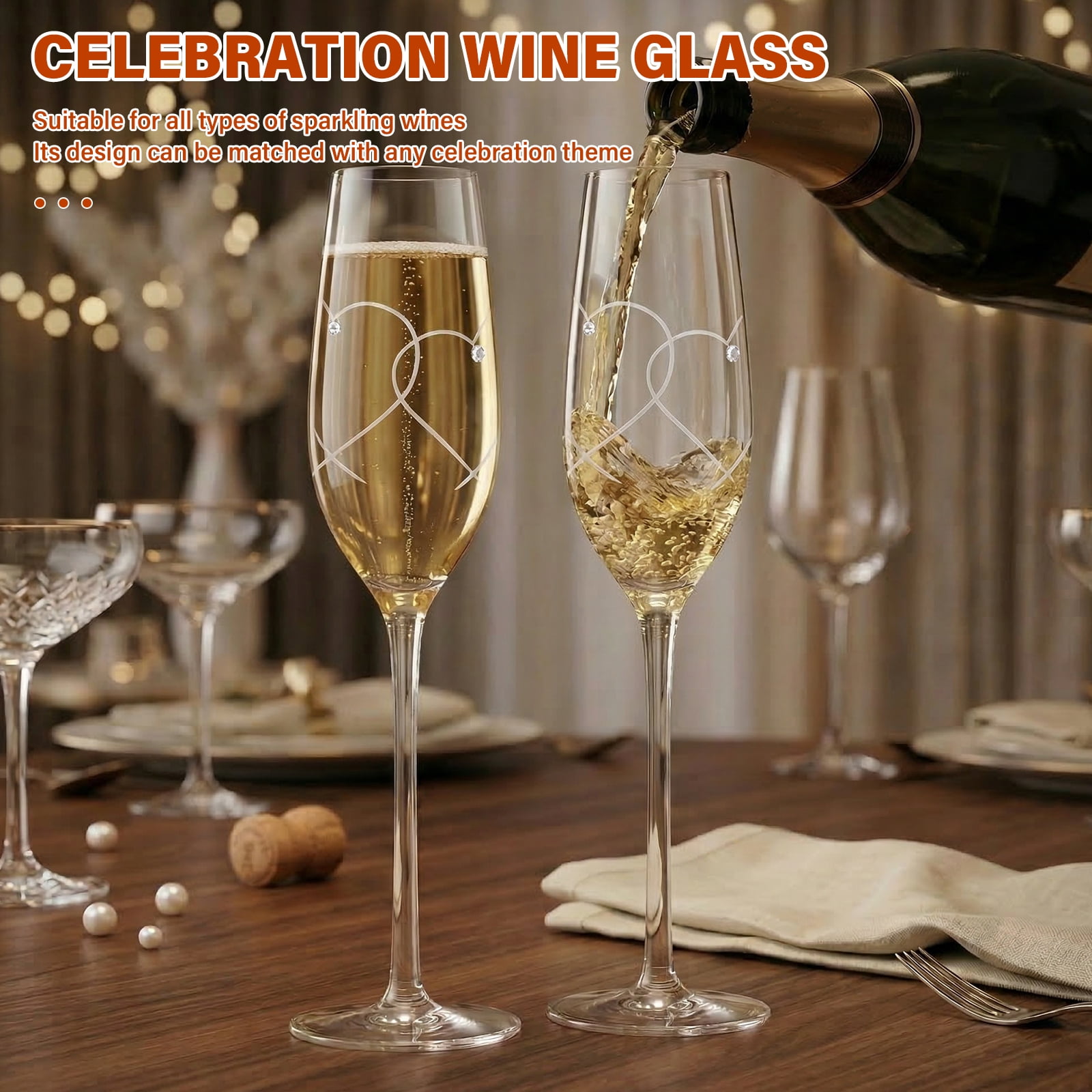 Champagne Flute Bride and Groom Wedding Toasting Champagne Glasses Set of 2 Embellished with Crystal or Pearl Wedding Engagement Christmas Present for Couple
