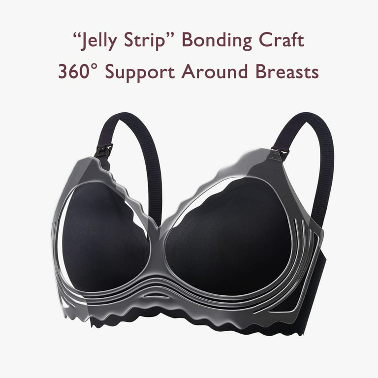 Momcozy Seamless Pumping Bra Hands Free, Jelly Strip Pumping & Nursing Bra  in One, Wirefree Comfort Wearable Breast Pump Bra Black at  Women's  Clothing store