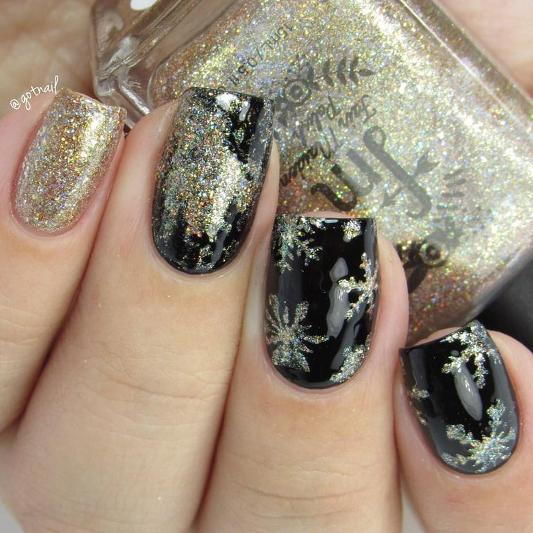 Whats Up Nails - Merry Snowflakes Gold Vinyl Stencils Nail Art Design, Size: 3
