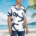 thumbnail image 5 of Easygdp Navy Blue Anchor Men's Hawaiian Shirts Print Lapel Short Sleeve for Beach, vacation, party, casual occasions - Medium, 5 of 9