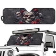 thumbnail image 4 of Binienty Gothic Skull Sun Shade For Car Windshield UV Blocking Compatible with Jeep Wrangler TJ JK JKU Sport 2 & 4 Door 52x16" Blocks Heat Car Window Sun Shade Easy to Install, 4 of 7