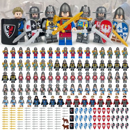 84 Pcs Medieval Knights Minifigures Building Blocks Toys, Ancient Military Armor Soldiers Action Figures Stitching Toys for Kids Christmas Birthday Gift