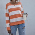 thumbnail image 5 of GEWSEY Womens 2025 Fall Striped Sweaters Long Sleeve Crew Neck Shirts Ribbed Knit Color Block Lightweight Pullover Sweater Top (Red, L), 5 of 8