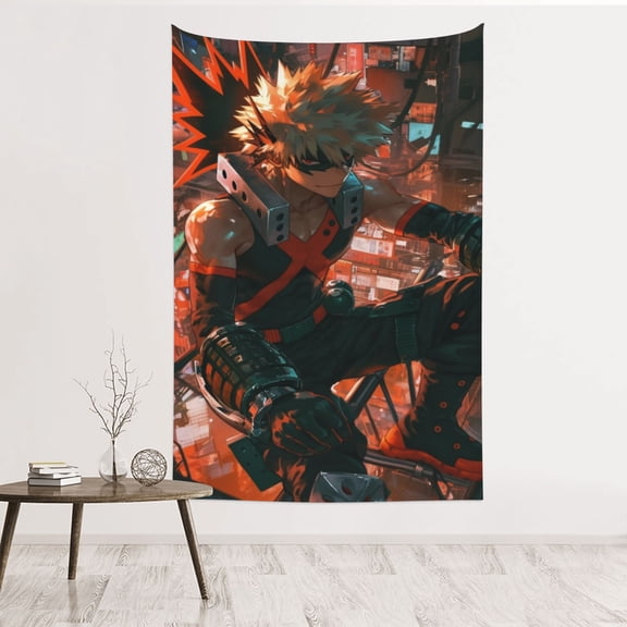 Katsuki Bakugo Tapestry Aesthetic Wall Hanging for Living Room Bedroom Art Tapestries Poster Blanket College Dorm Home Decor 60x40 Inch