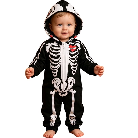 Baby Toddler Boys Romper Jumpsuit Long Sleeve Hooded Cartoon Animal Print Outwear Playwear for Halloween