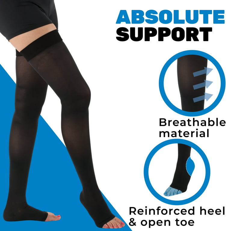 Womens Open Toe Compression Stockings 30-40mmHg for Edema, DVT