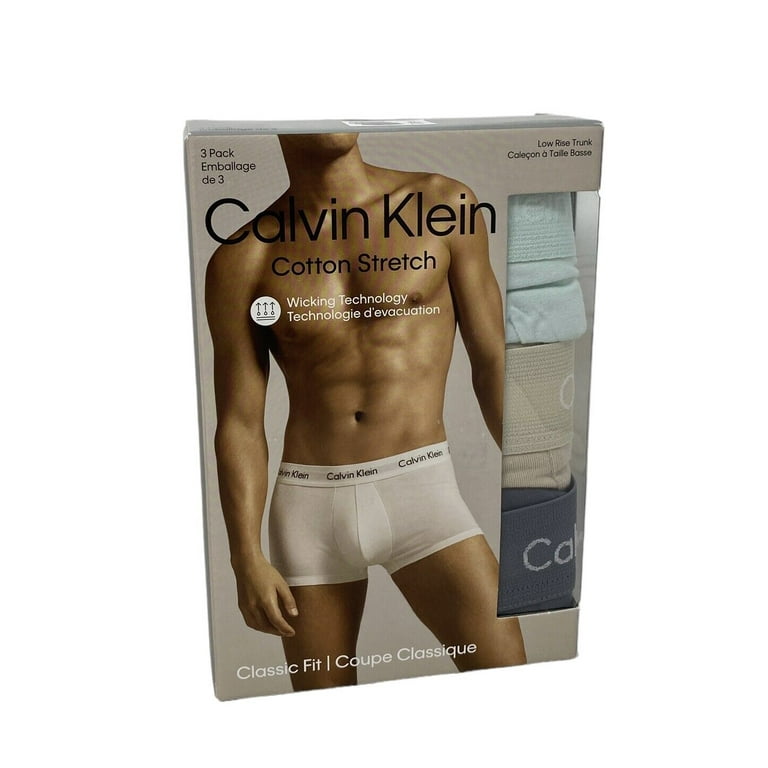 Calvin Klein Cotton Stretch Low Rise Trunk 3-Pack Grey/Silver NB2614-955 -  Free Shipping at LASC