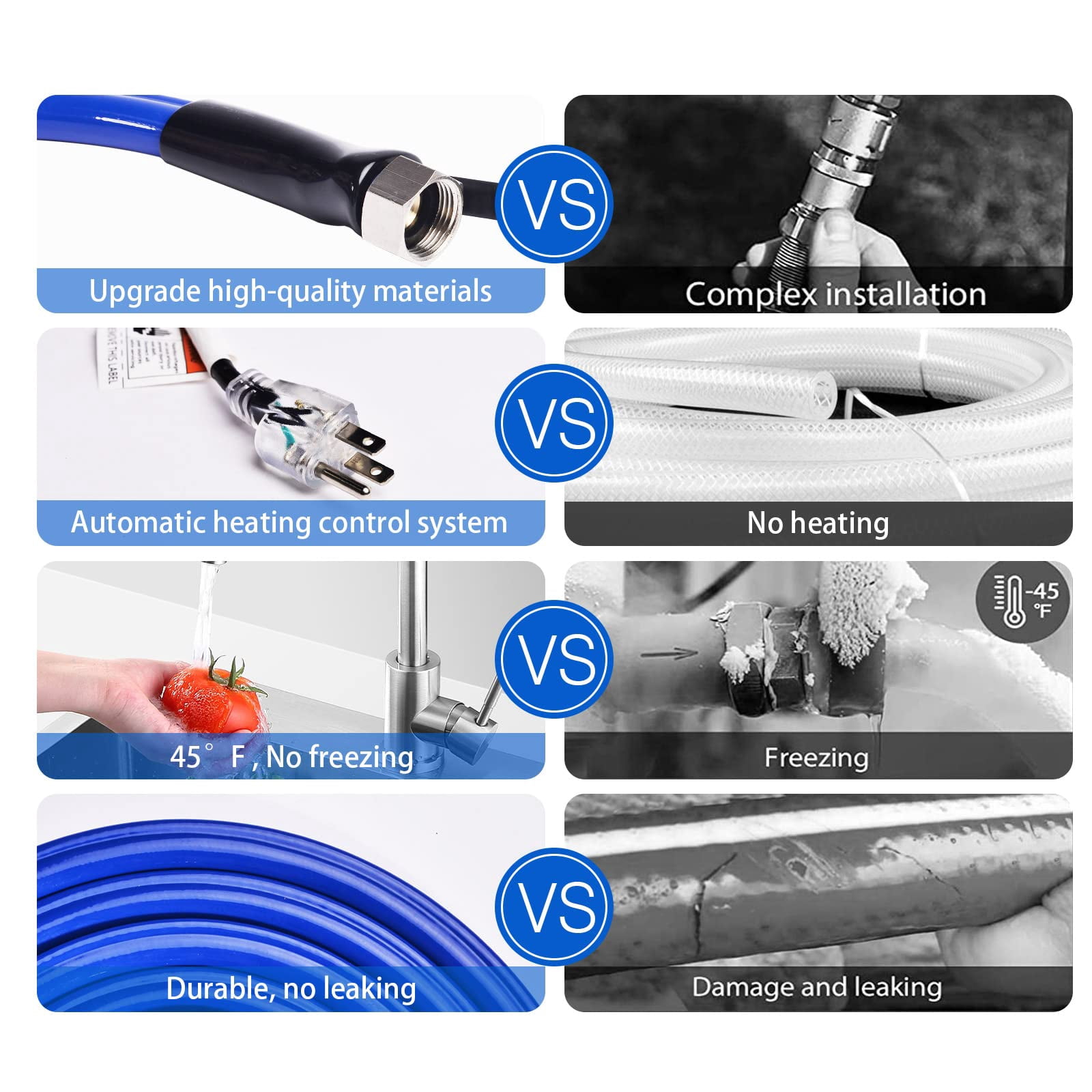 50 FT Heated Water Hose for RV -45 ℉ Antifreeze Drinking Garden Hose RV Camper Accessories