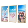 thumbnail image 3 of Designart "Glorious Pink Heart Amidst Tropical Beach III" Beach Framed Wall Art Set Of 3 - Pink Coastal Beach Frame Canvas Set For Living Room Decor, 3 of 6