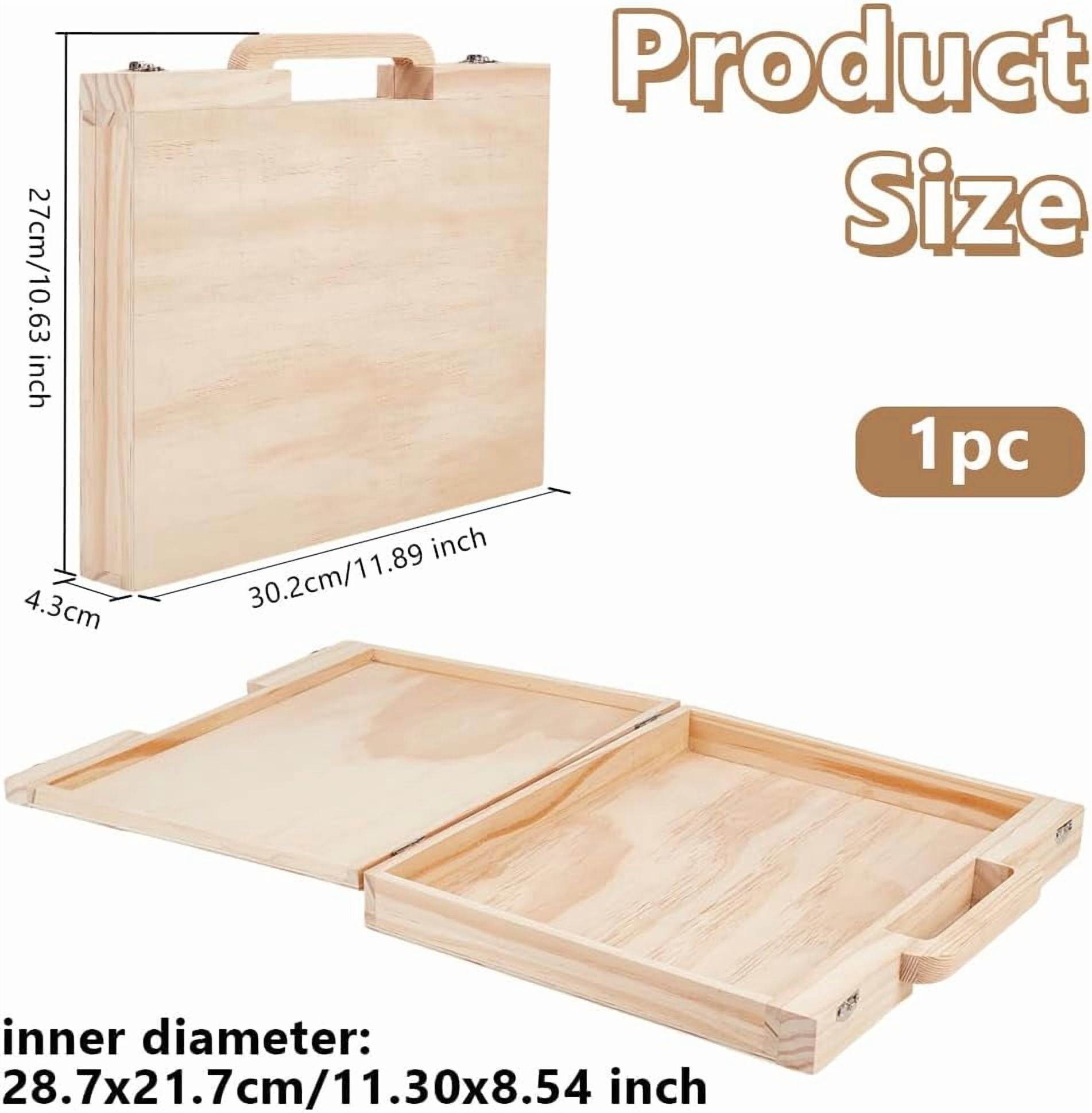 Wood Craft Suitcase 11.9x10.6x1.7 Inch Wooden Suitcase with Handle Rectangle Wood Storage Boxes with Handles Unfinished Wooden Boxes for Crafts Art Hobbies Journey and Souvenir Collection
