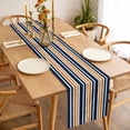 thumbnail image 3 of Orange Navy Blue Striped Table Runner - 48 Inch Long, Kitchen Dining Table Runner Dresser Scarves, Gradient Horizontal Lines Farmhouse Decor for Coffee Tables Wedding Party Banquet, 3 of 8