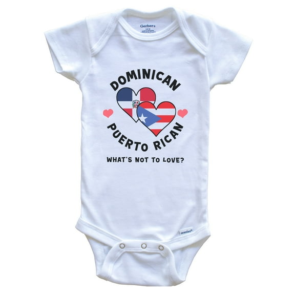 Dominican Puerto Rican What's Not To Love Heart Flags Baby Bodysuit