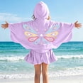 thumbnail image 4 of qolati Girls Swim Cover Up Robe One-Piece Swimsuit Long Sleeve Sun Protection Hooded Jacket Cute Butterfly Full Front Zipper Terry Cloth Absorbent Beach 2-11 Years Purple, 4 of 9