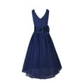 thumbnail image 2 of iiniim Kids V Neck Chiffon Flower Girl Dress for Wedding Bridesmaid Pageant Birthday Party Navy Blue 2, 2 of 7