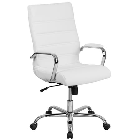 Flash Furniture High Back White Leather Executive Swivel Office Chair with Chrome