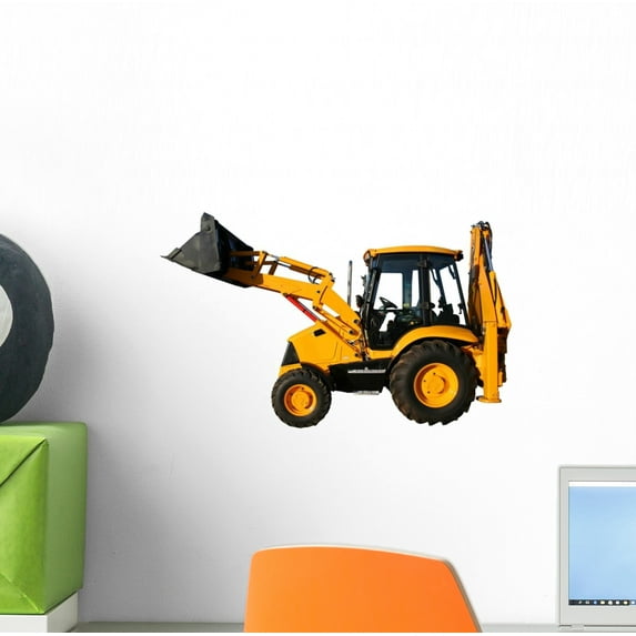 New Universal Bulldozer Yellow Wall Decal by Wallmonkeys Peel and Stick Graphic (12 in W x 7 in H) WM285641