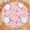 thumbnail image 2 of Pink Princess Carriage Crown Pattern Round Fitted Tablecloth with Elastic Edge,Dining Table Cover Waterproof,Outdoor Round Tablecloth for Camping,Dining,Indoor and Outdoor, 2 of 7