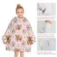 thumbnail image 6 of Pink Highland Cow Flower Pattern Blanket Hoodies for Kids 6-13YR Oversize Wearable Blanket Hoodies for Boys Girls Teens, 6 of 7
