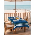 thumbnail image 3 of Rectangle Outdoor Tablecloth With Umbrella Hole And Zipper– Blue Color Block Waterproof Patio Table Cover for Party, Picnic, Backyard, 60"x120" , Abstract Yellow Lines, 3 of 8