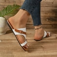 thumbnail image 6 of MLCDZ Women's Leather Cross Strap Flat Flip Flops Slide Sandals Comfortable Toe Ring Non-Slip Thong Beach Sandals for Travel Vacation Shopping Casual Comfy Flat Sandals Slipper White 37, 6 of 9