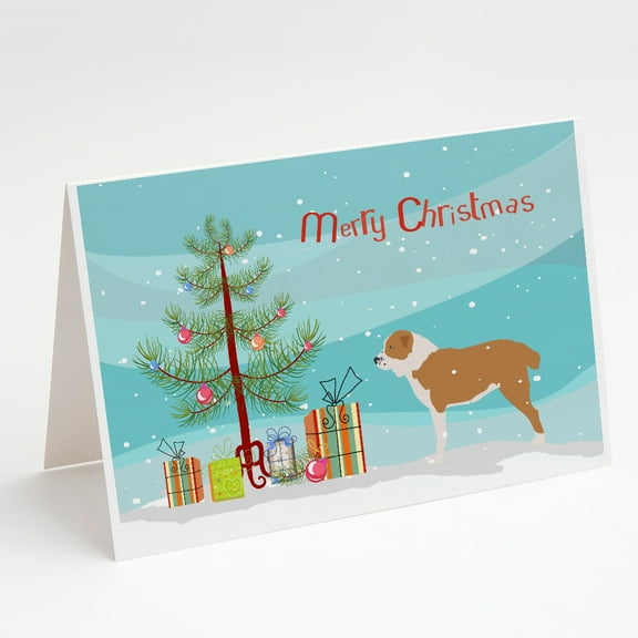 Central Asian Shepherd Dog Merry Christmas Tree Greeting Cards and Envelopes Pack of 8