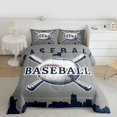 thumbnail image 2 of Homewish Cartoon Ball Game Queen Comforter Set, Baseball Player Bedding Sets, Retro Sports Theme Reversible Bedding Comforter Set, Grey Navy Luxury Bedroom Decor, 3-Piece, 2 of 8