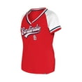 thumbnail image 4 of Women's New Era Red St. Louis Cardinals Gameday Raglan V-Neck T-Shirt, 4 of 6