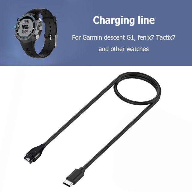 Relojes Cable Cargador Tipo-C 1 Metro para Garmin Descent G1/Fenix 7/TACTIX 7
