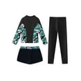 thumbnail image 4 of Yruioon Kids Girls 3 Piece Rash Guard Sets Long Sleeve Swimwear Zip Up Swim Shirt with Bottoms Pants Black 10, 4 of 7