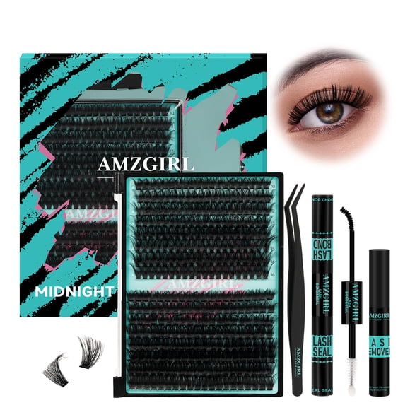 Kit de racimos de pestañas AMZGIRL LASH 320 piezas 80-100D con adhesivo y sello