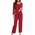 thumbnail image 2 of Pijamas de mujer en liquidación, conjuntos de moda para mujer, ropa de estar por casa, camisetas de manga larga y pantalones., 2 of 5