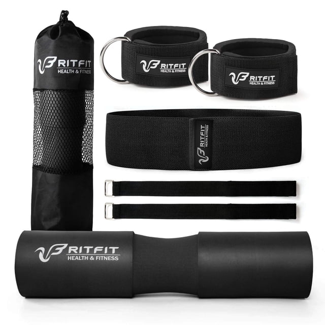 Set de almohadilla para sentadillas con barra RitFit con banda de resistencia y correas