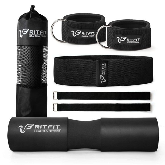 Set de almohadilla para sentadillas con barra RitFit con banda de resistencia y correas
