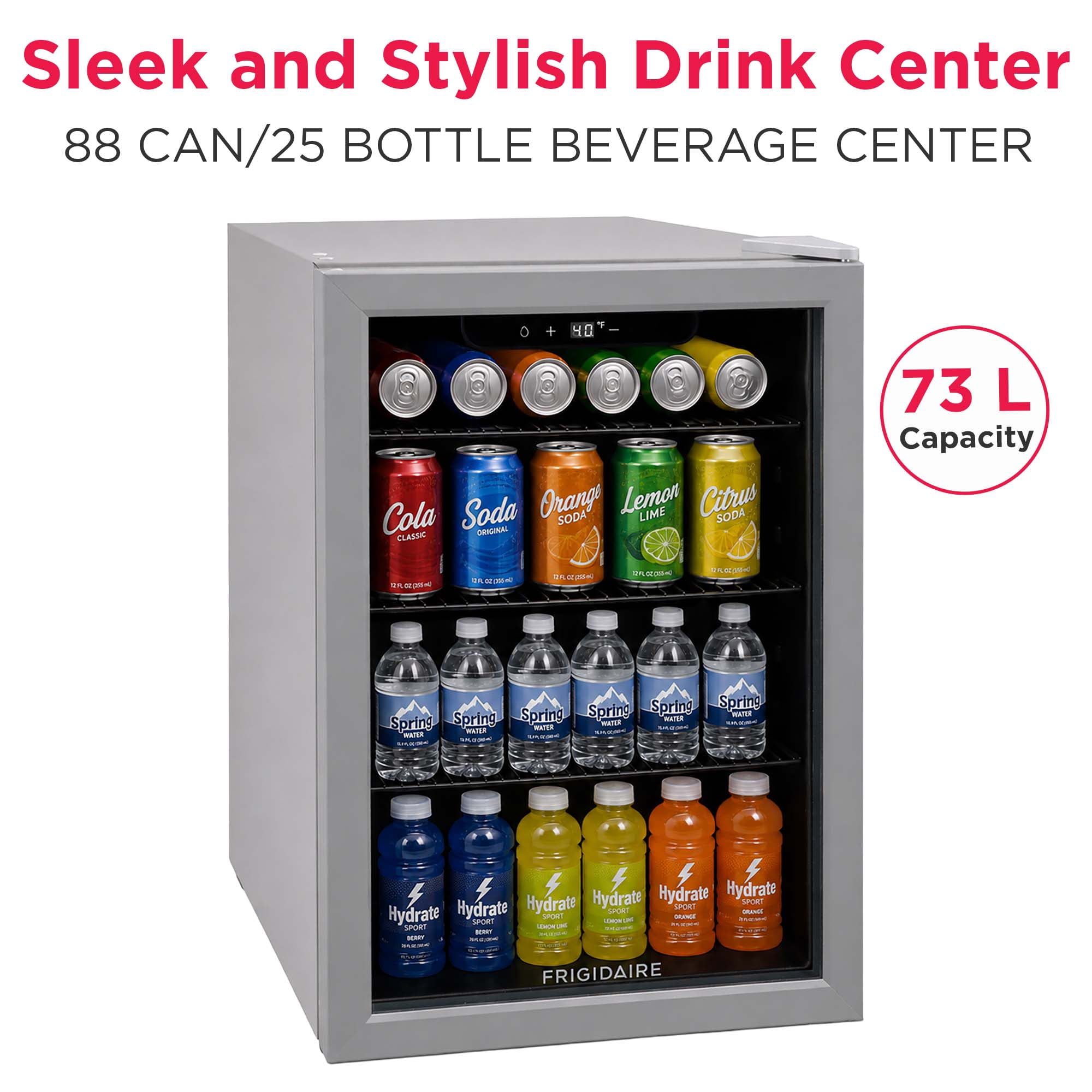 Frigidaire 88 Can or 25 Wine Bottle Beverage Center, 2.6 Cu. Ft. Refrigerator with Digital Control