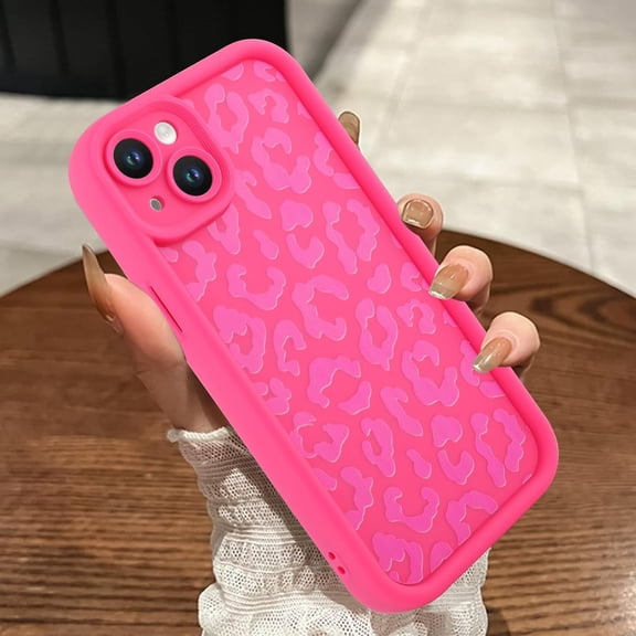 Compatible with iPhone 15 Case, Cheetah Print Shockproof Soft TPU Protective Case for Women Girls, Slim Anti Scratch Leopard Case for iPhone 15 6.1 Inch, Hot Pink