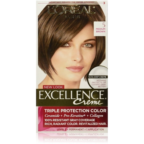 L'Oreal Paris Excellence Creme Triple Protection, 5 Medium Brown, 6-Pack