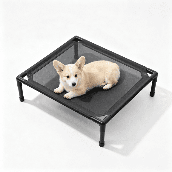 Elevated Pet Cot Bed for Cats & Small Dogs, Breathable Elevated Cat Bed with Anti-Slip Feet, Tool-Free Assembly, Waterproof Portable Pet Bed for Indoor Outdoor Use