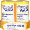 Great Value Disinfecting Wipes Twin Pack, Lemon Scent, 2 Count