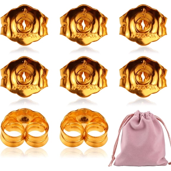 8-Piece 14K Yellow Gold Earring Backs Replacement Earring Backs