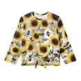 thumbnail image 4 of Xoenoiee Sunflower Bee Print Girls Long Sleeve Shirts Tie Hem Fall T-Shirt Round Neck Tops Blouse Pullover Tunic Outfits Fall Clothes, 5-6 Year, 4 of 7